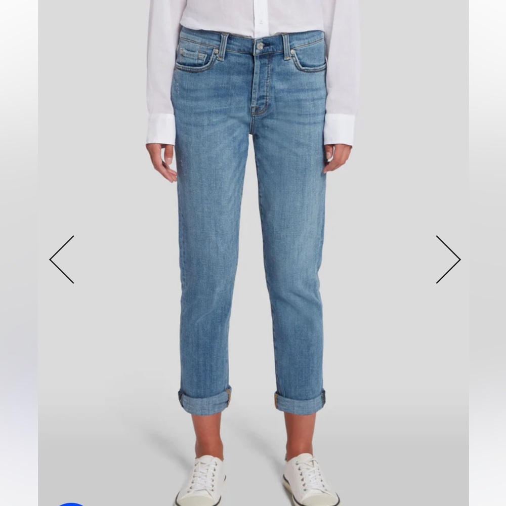7 For All Mankind Blue Ankle Cropped Jeans